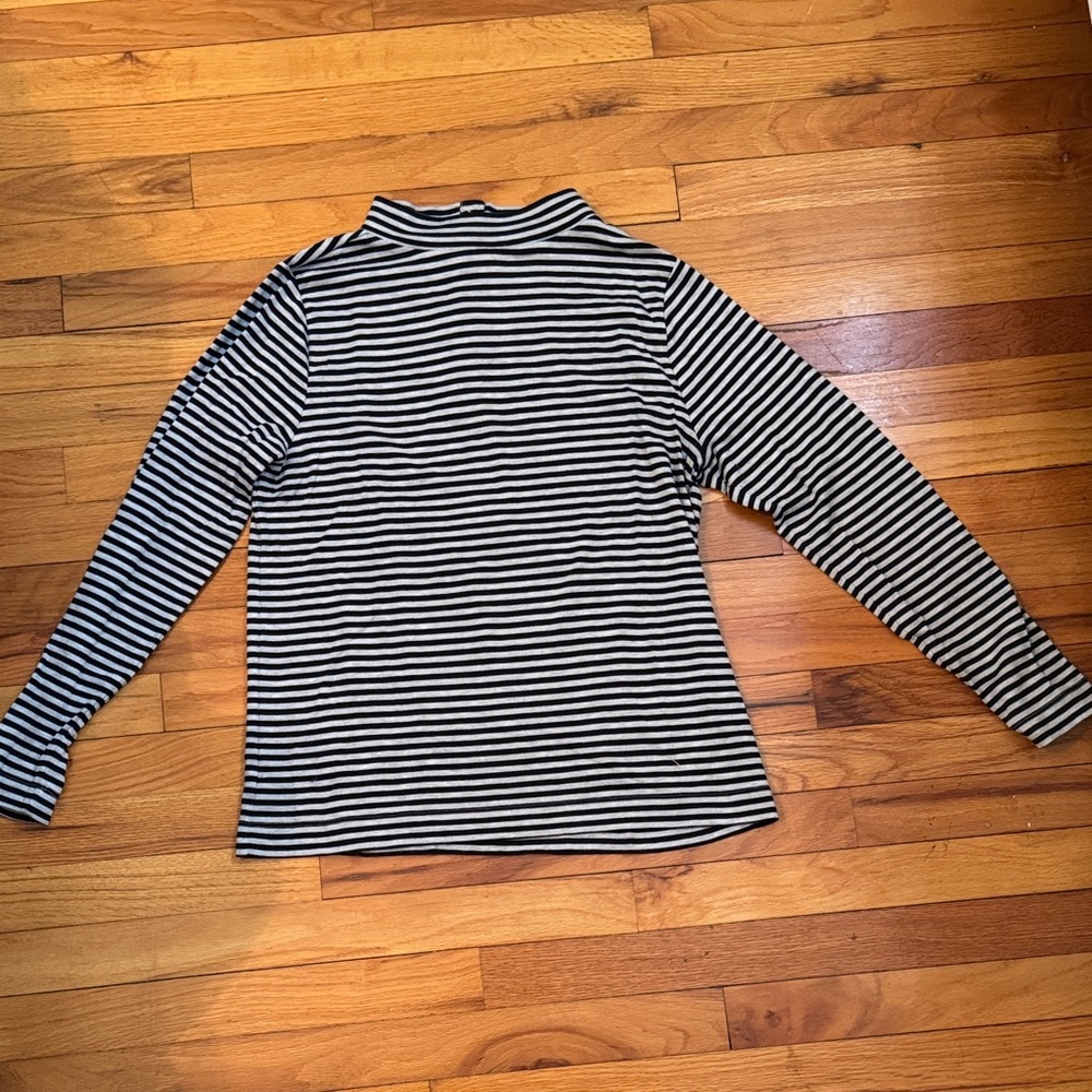 LOFT Black and White Striped Long Sleeve Top
